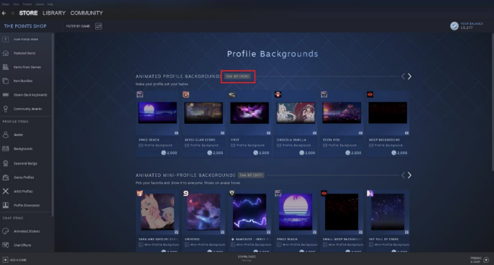 How to see Mini Profile Steam Background –