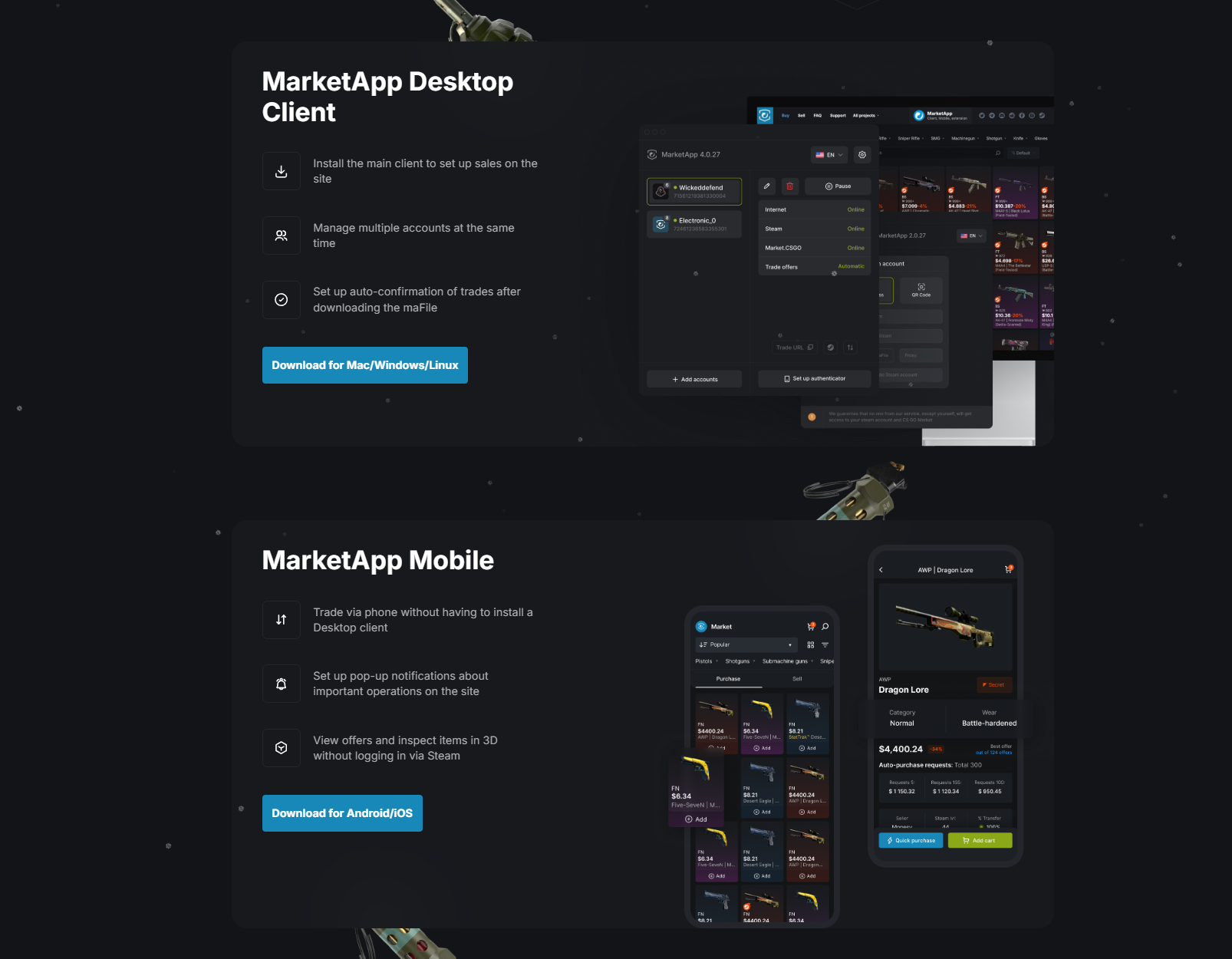 Market.CSGO Desktop Client/Mobile